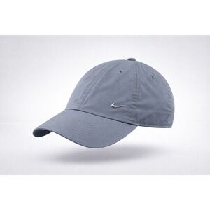 Nike Heritage86 Metal Swoosh Gray Adjustable Strapback Hat Cap OSFM